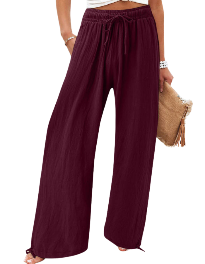 SHOPIQAT Elastic Casual Solid Colour Wide Leg Trousers - Premium from shopiqat - Just $7.100! Shop now at shopiqat